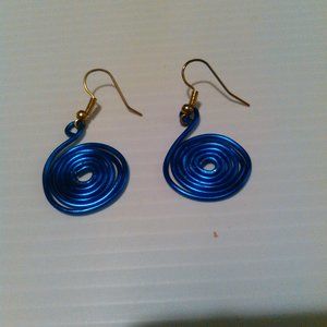 Women's Handmade Dark Blue Spiral Earrings